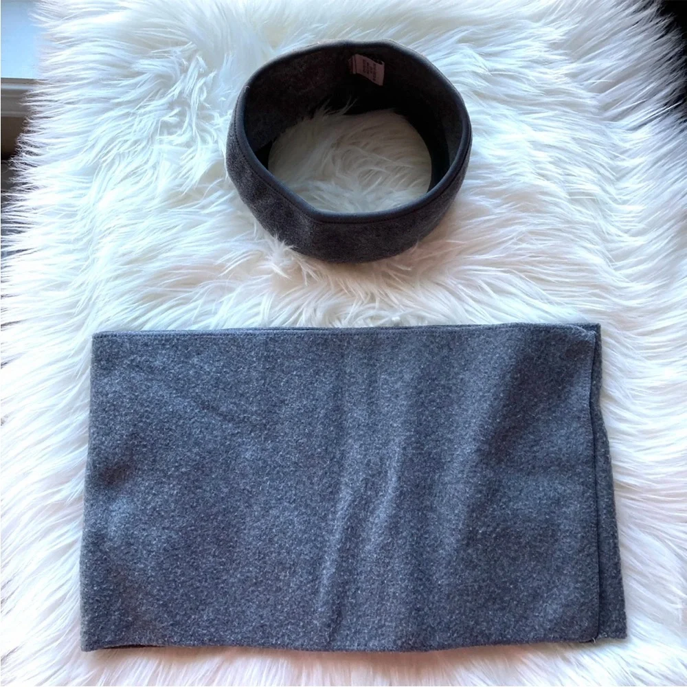 Elegant Women's Gray Gloves, Scarf and Headband Set of 3